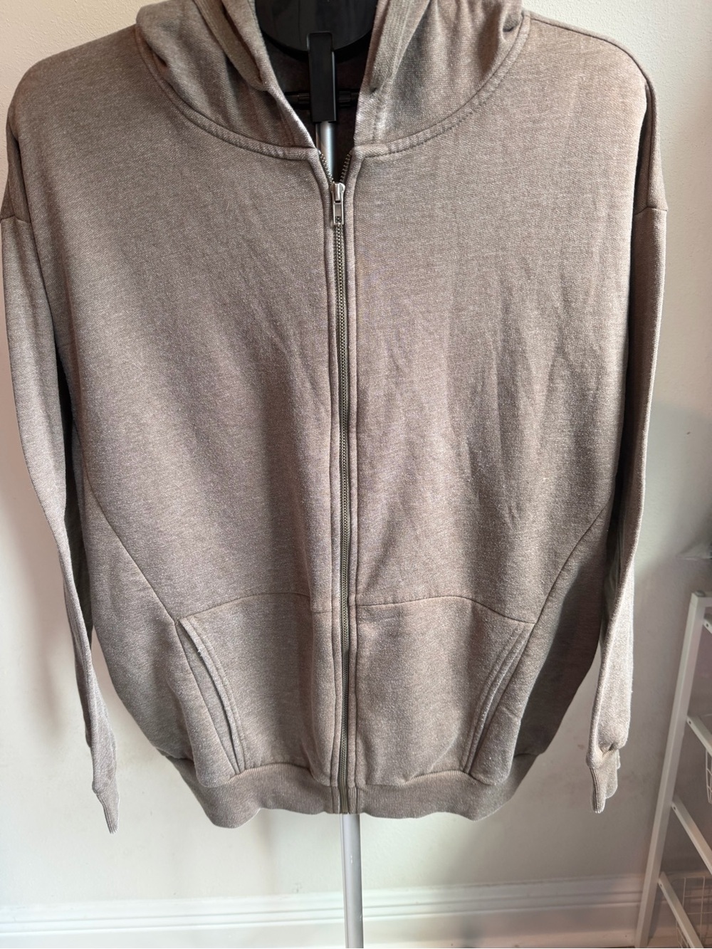 BKE Women's Taupe Zip-Up Hoodie